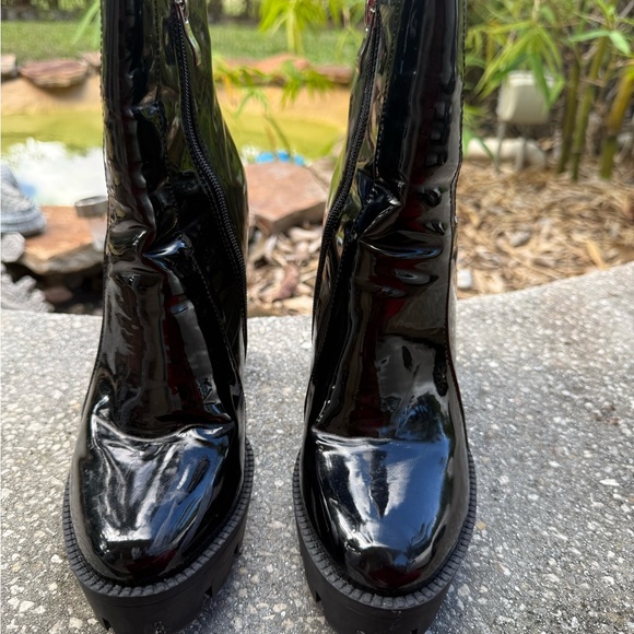 Black Patent Leather Platform Boots - Picture 3 of 5